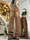 Vintage high-waist wide-leg jeans for women in light wash, featuring a button-fly closure and retro '90s style.
