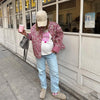 Regular-length printed jacket in breathable cotton polyester blend