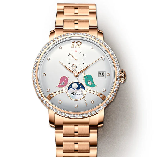 Showcasing the automatic self-winding mechanism of the LOBINNI Timeless Whisper watch in action.