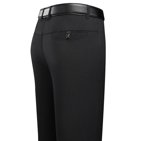 Classic Business Casual Men's Dress Pants in black and grey, straight-leg design, perfect for office and formal events.
