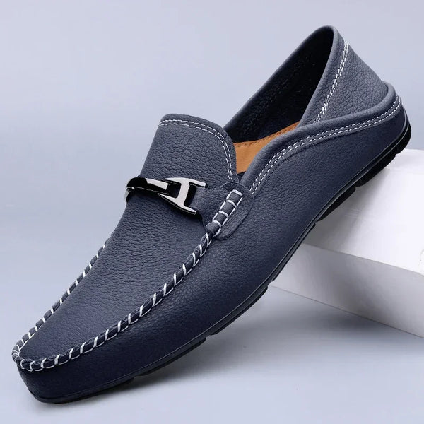 Stylish tan loafers featuring a cushioned insole for maximum comfort.