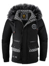 Casual winter hooded jacket with zip pockets and breathable polyester insulation for men