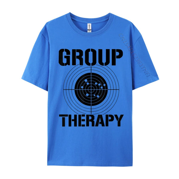 Vintage-Inspired 'Group Therapy' Men's Casual T-Shirt in premium cotton, featuring a retro graphic print for stylish comfort.