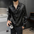 Men's luxury silk blend casual shirt in black with subtle graphic pattern, slim fit, perfect for spring and summer wear.