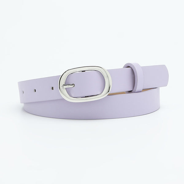 Chic round buckle women's belt in PU leather, stylish and versatile for jeans or dresses, perfect for any wardrobe.
