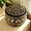 Men's Islamic prayer cap featuring intricate gold embroidery and traditional flat-top design