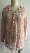 Elegant Boho Lace V-Neck Blouse for women, featuring delicate lace, relaxed fit, and lightweight fabric for casual sophistica