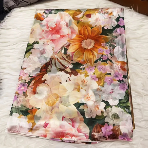 Autumn Whisper scarf styled as a wrap, demonstrating its year-round utility.