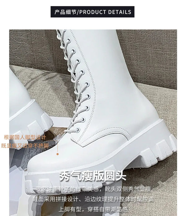 Stylish ankle high women's boots with lace-up closure, thick heel, non-slip rubber sole, perfect for fall and winter fashion.