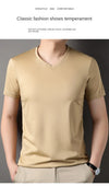 Luxury casual v-neck shirt with silk accents