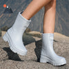 Chic waterproof women's ankle rain boots with non-slip outsole, perfect for rainy days and outdoor events.