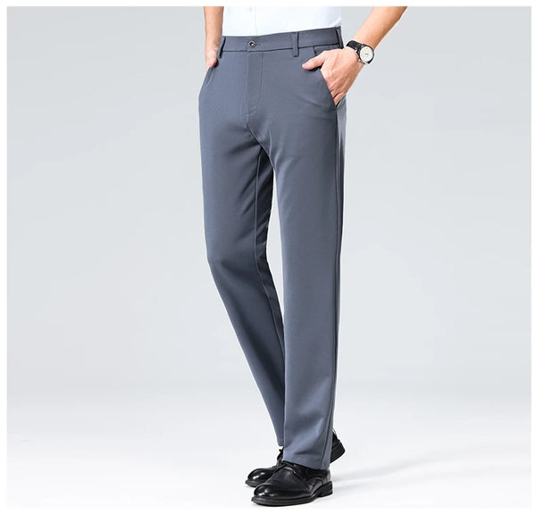 Breathable summer pants with elastic waistband and refined tailoring