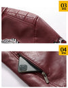 Stylish Men's PU Leather Biker Jacket in black, red, and dark blue with embroidery, perfect for winter and casual outings.