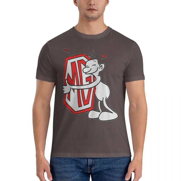 Men's quirky cotton fashion tee with unique graphic design, short sleeves, and round neck for stylish casual wear.