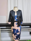 Model transitioning from office to evening event in Autumn Whisper.