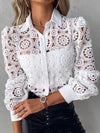 Elegant White Lace Blouse with Long Sleeves