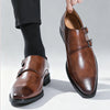 Classic monk strap oxfords in genuine leather with adjustable buckle
