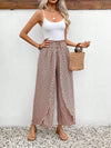 Floral wide-leg chiffon pants for women, ankle-length, elastic waist, perfect for summer fashion and casual chic style.