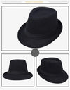 Men's wool effect fedora hat in navy blue, designed for all-day comfort.