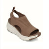 Top view of breathable mesh wedge sandals showing open toe and airy construction