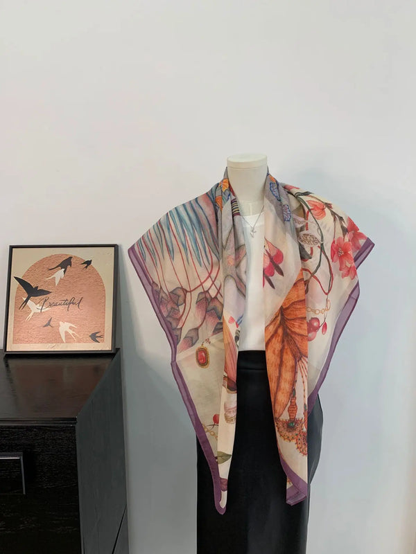 Breathable vintage scarf, perfect for wrapping around the neck or tying to a bag.