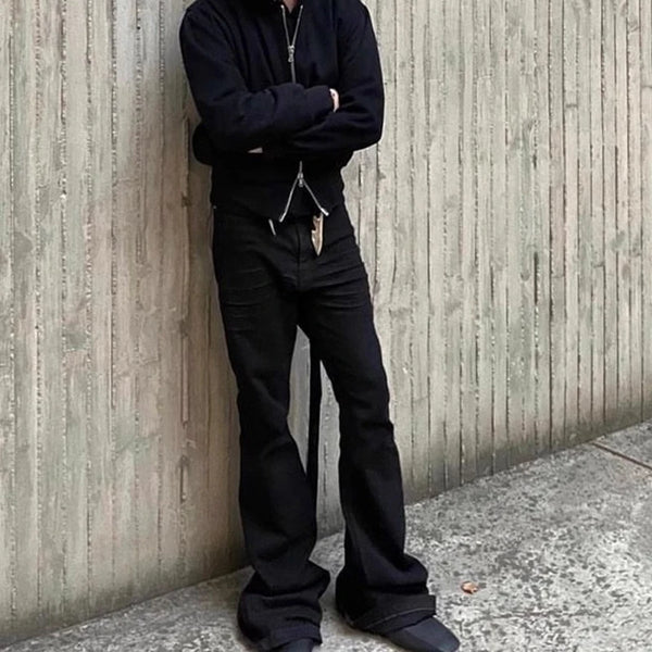 Model wearing Midnight Voyager jeans, perfect for urban adventures at night.
