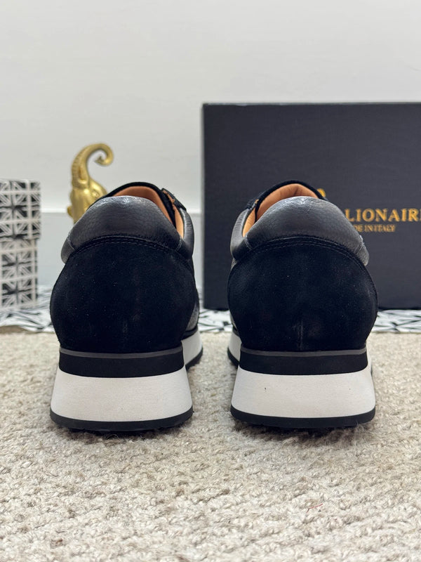 Billionaire loafers in black leather, perfect for spring wear.