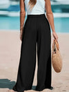 Breezy wide leg beach pants with high rise waist and relaxed fit