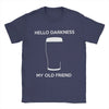 Hello Darkness Beer Lover's Cotton T-Shirt in black, featuring a playful beer print, perfect for casual outings and gifts.