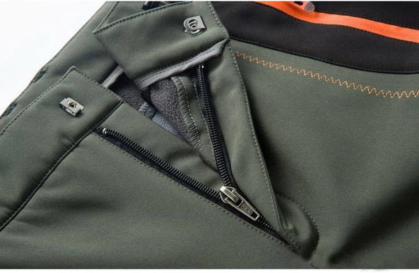 Windproof fleece-lined outdoor pants for winter hiking and camping trips
