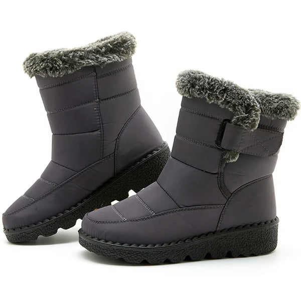 Chic women's waterproof winter boots with plush lining, perfect for cold weather and stylish outdoor adventures.