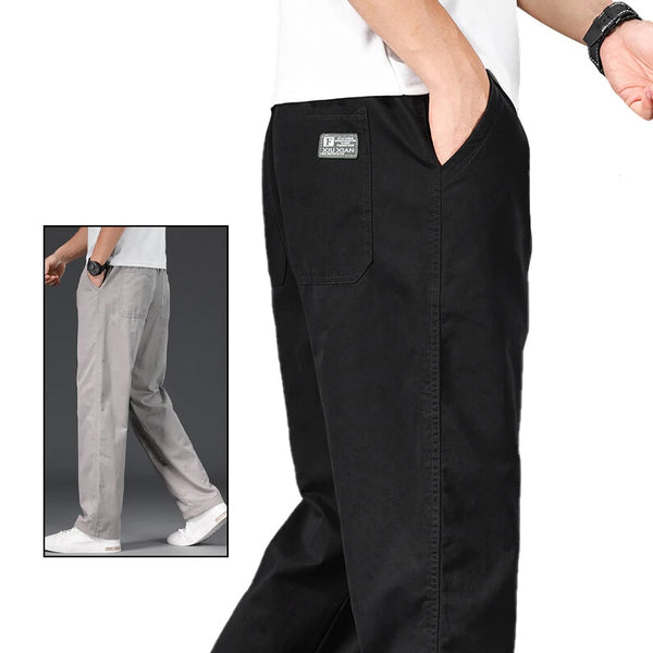 Casual cotton joggers featuring relaxed fit and drawstring closure