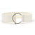 Chic Round Buckle Women's Elastic Waist Belt in neutral color, perfect for dresses, sweaters, and coats. Stylish and versatil