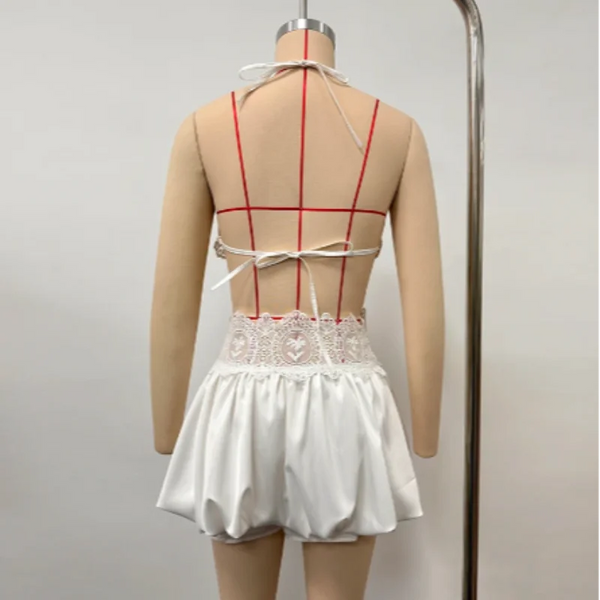 Elegant lace top showing regular fit and delicate craftsmanship