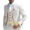 Elegant 3-piece men's suit for weddings, featuring a slim fit, single-breasted jacket, and pleated pants for formal events.