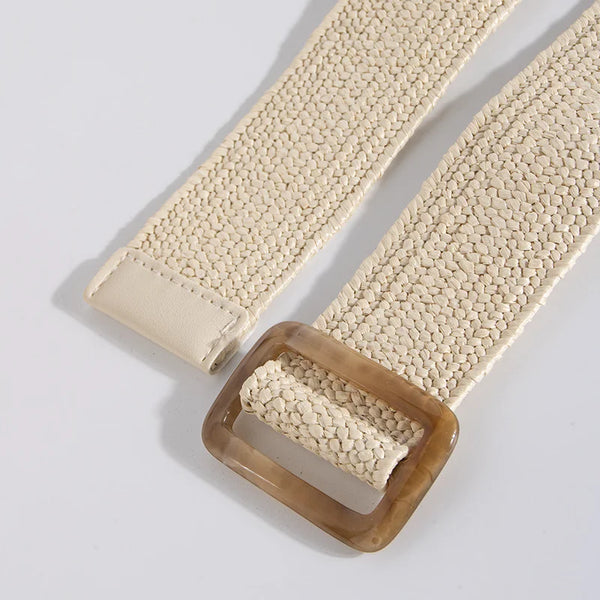 Chic woven belt for women, minimalist summer style, adjustable, lightweight, perfect for casual or dressy looks.
