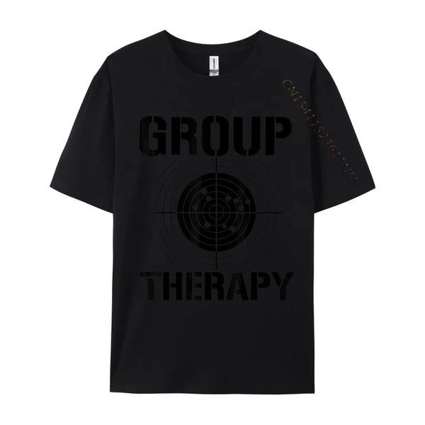 Vintage-Inspired 'Group Therapy' Men's Casual T-Shirt in premium cotton, featuring a retro graphic print for stylish comfort.