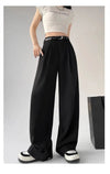Chic high waist wide leg trousers with belt, perfect for office or casual wear, made from breathable polyester blend.