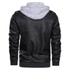Men's PU leather hooded jacket for autumn and winter, stylish, warm, and perfect for outdoor adventures and casual wear.