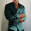 Stylish men's casual silk blend shirt in slim fit with turn-down collar and eye-catching 3D print for modern fashion.
