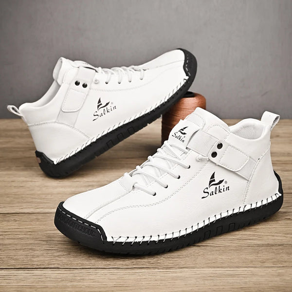 Men's leather boots with weather-ready waterproof treatment