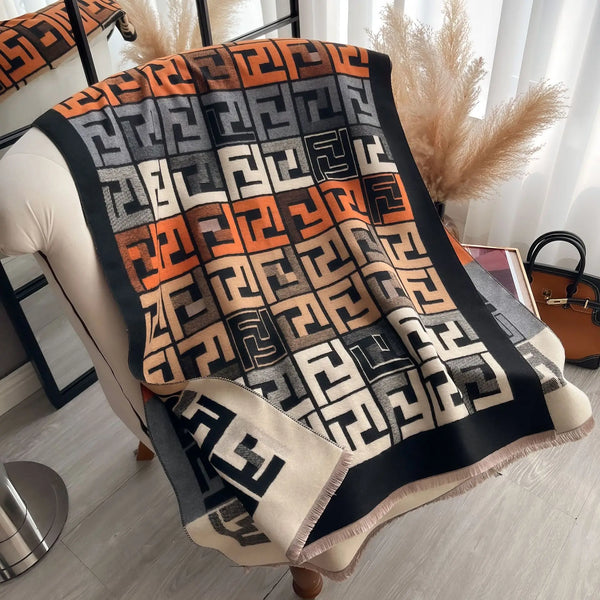 Multifunctional neck warmer, vintage-inspired double-sided scarf for cooler months.