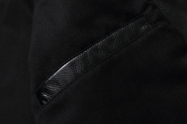 Premium men's leather biker jacket in rich brown with stand collar, crafted from durable first-layer calfskin leather.