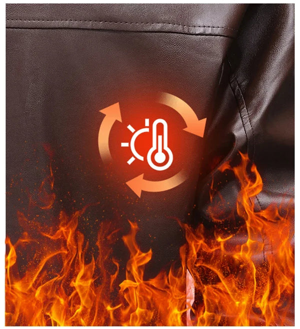 Front view of the stylish men's biker jacket with a sleek design.