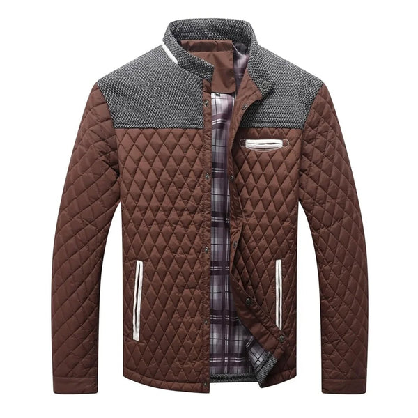 Winter's Whisper jacket displayed on a hanger, highlighting its sleek appearance.