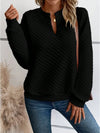 Year-round pullover hoodie with deep V-neck and easy fit
