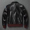 Close-up of the hand-rubbed finish on the Vintage A2 leather flight jacket.