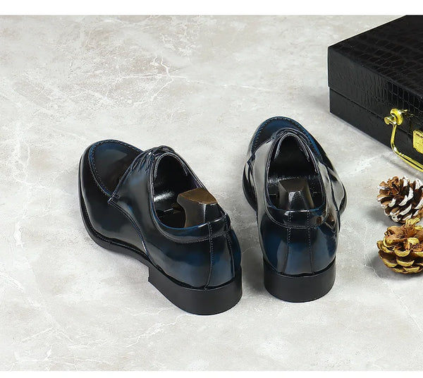 Stylish black leather Oxfords with a modern lace-up design.