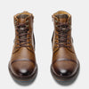 Rugged ankle boots in genuine leather with modern zipper and low heel