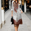 Timeless Bloom Collared Dress with 3D Floral Print